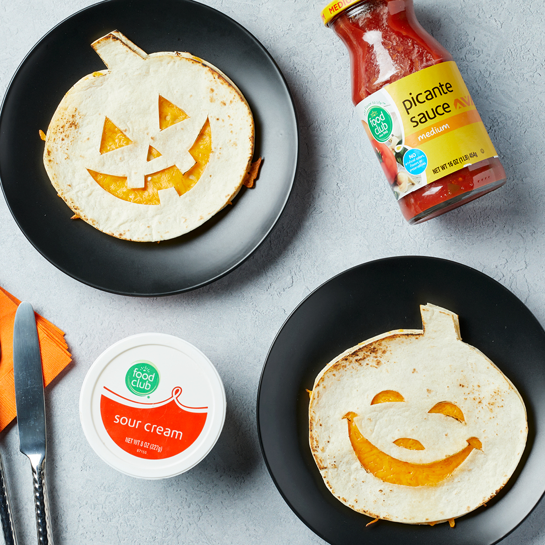 Halloween Jack-O-Lantern Quesadillas