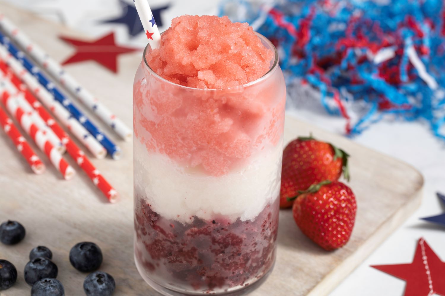 Layered Red, White and Blue Slushies