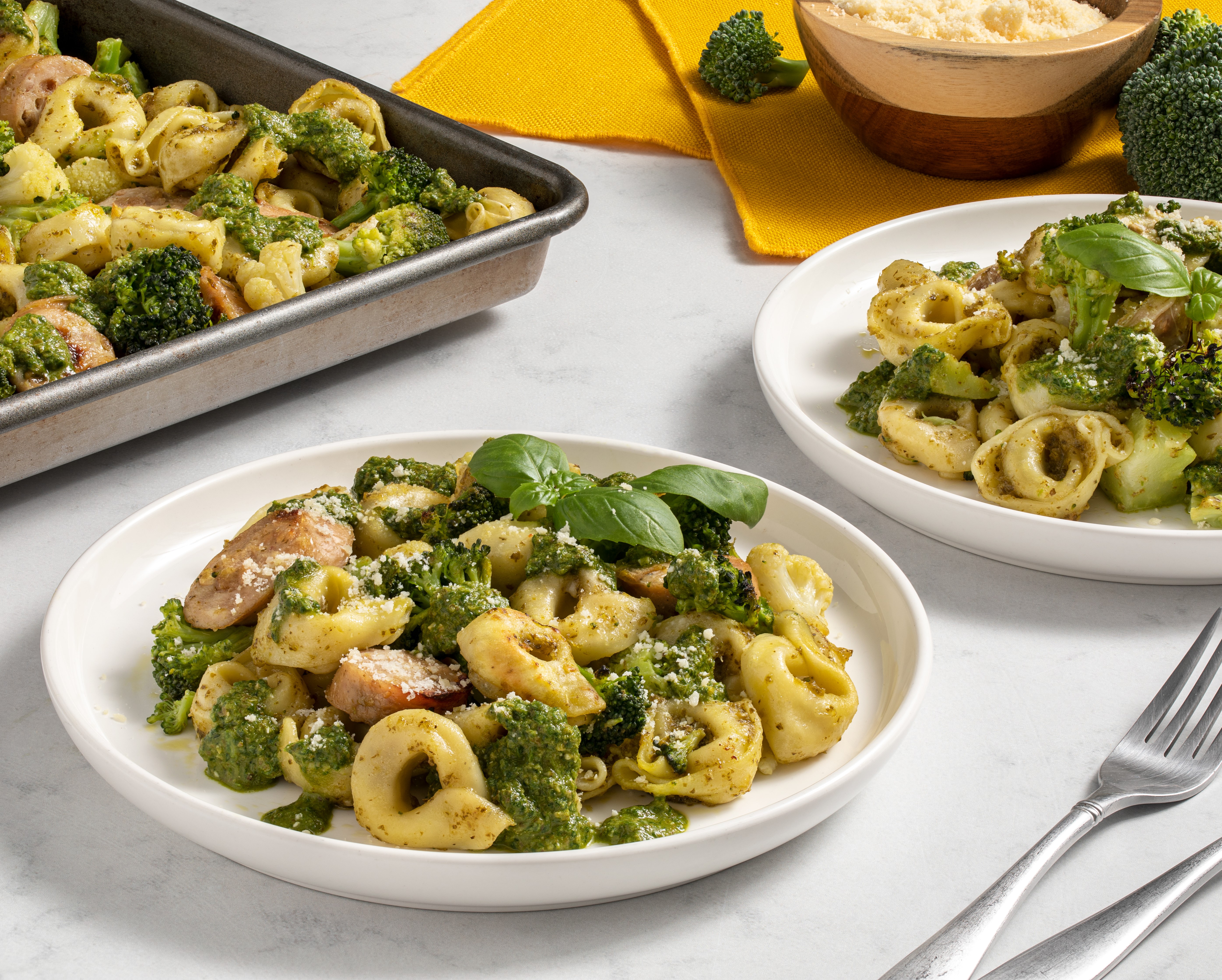 Sheet-Pan Tortellini and Sausage Bake