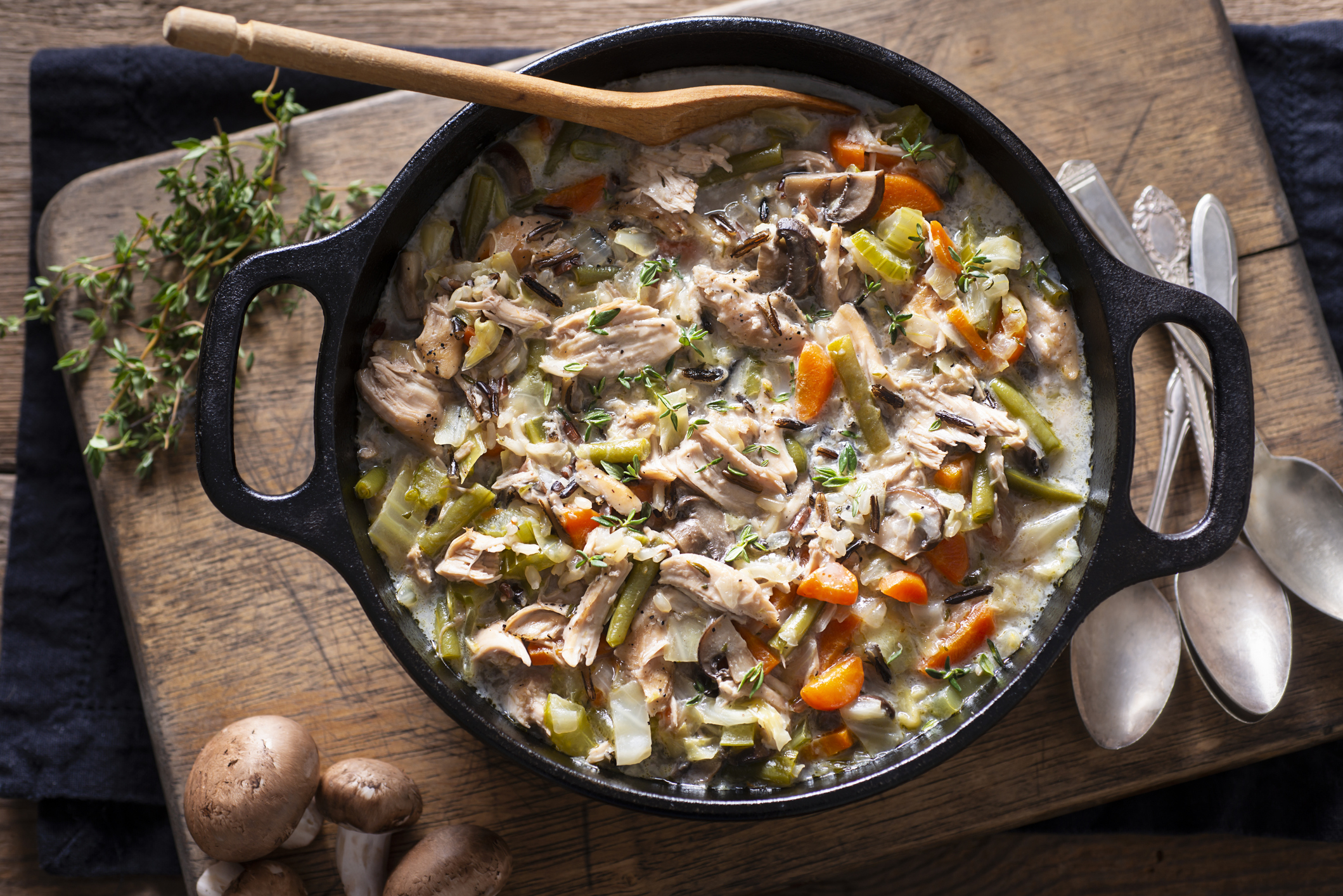 Creamy Mushroom Chicken and Rice Soup