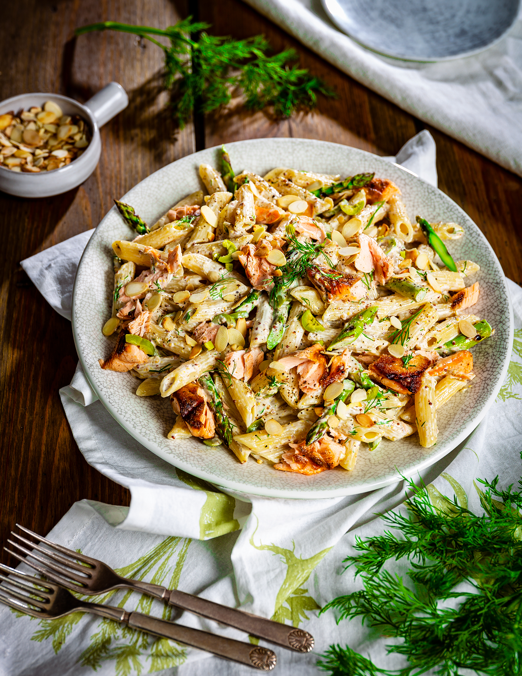 Grilled Salmon Asparagus Pasta Salad