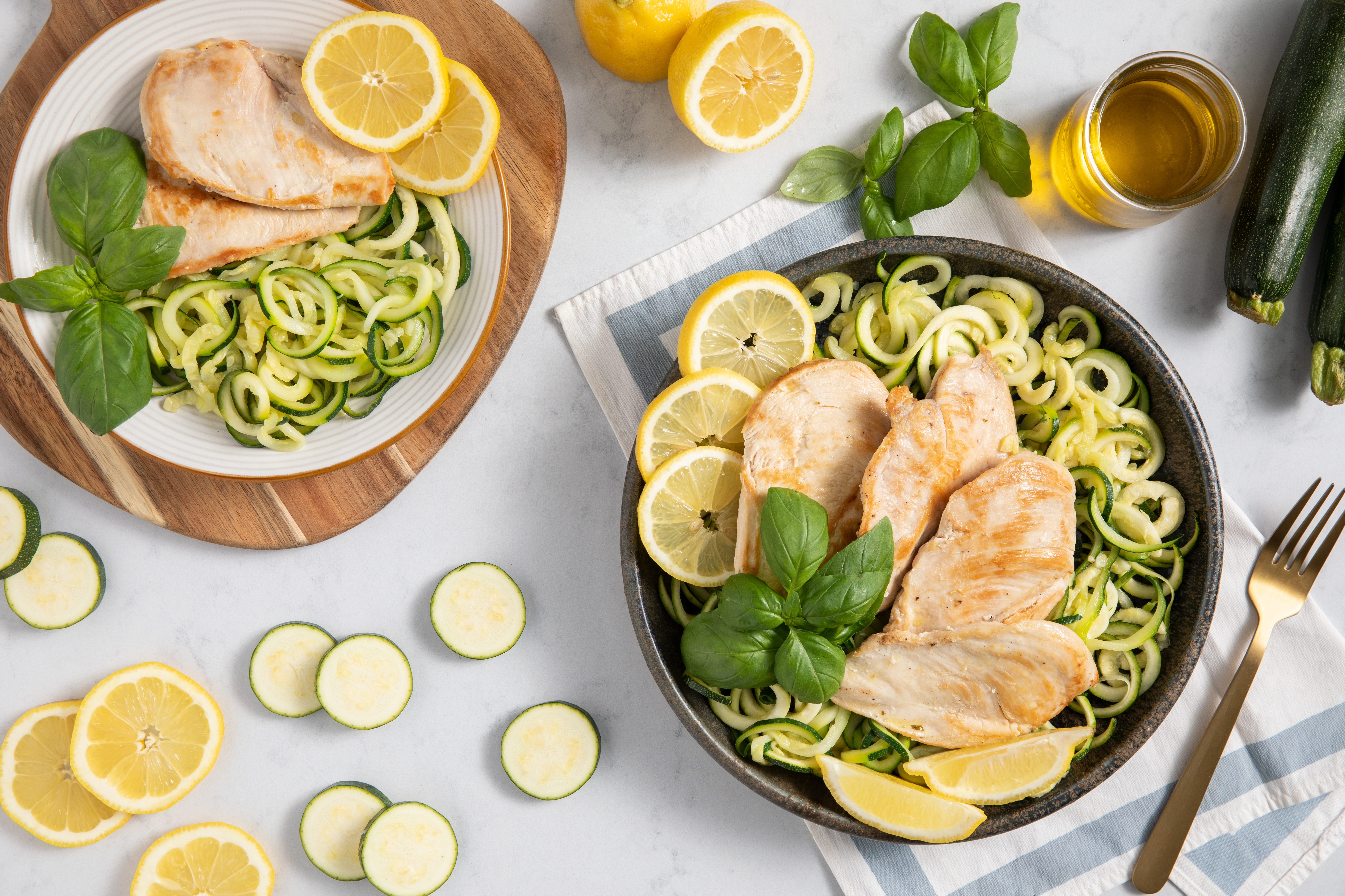 Lemon Garlic Chicken & Zoodles Skillet