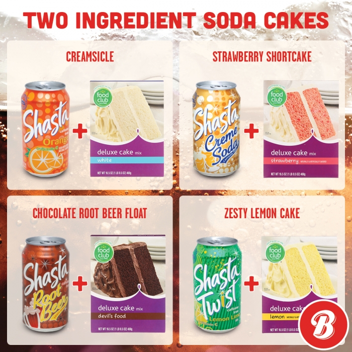 Examples of two-ingredient Shasta Soda cakes